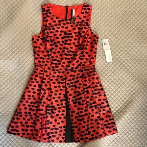 Kensie Orange and Black Polka Dot Dress